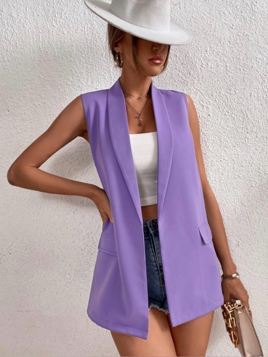 SHEIN Jackets & Blazers - SHEIN Lilac Open Front Shawl Collar Blazer Vest - S